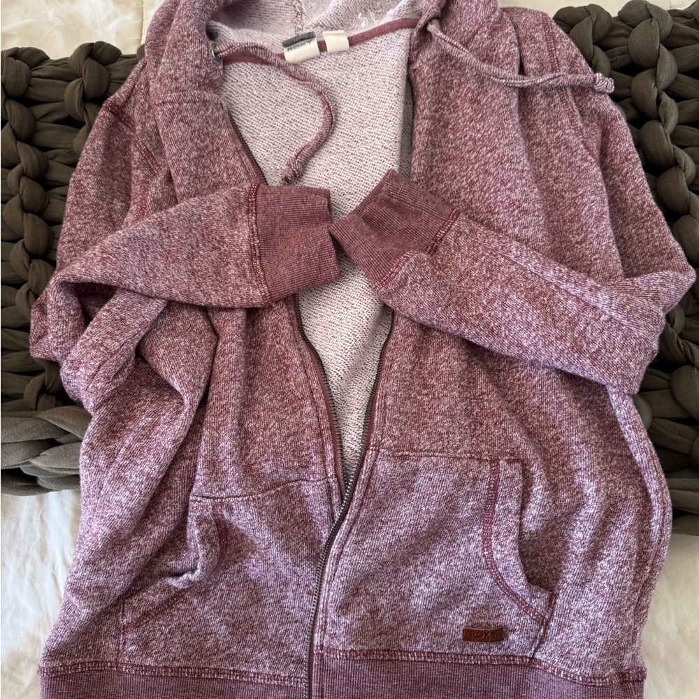 Roxy Maroon Zip-Up Cardigan